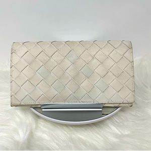 White Botegga Venetta Long Wallet